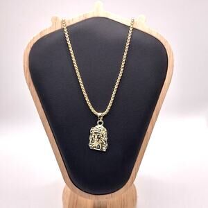 Stainless Jesus Necklace Gold Jesus Crown Thorns Head Valentines Birthday New!